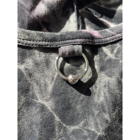 Disturbia Dress Womens 6 Black Gray Pink Tie Dye Midi Short Sleeve Pockets Ring - Picture 4 of 9